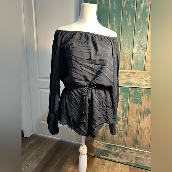 Victorias Secret Rayon Romper off shoulder Jumpsuit Swimsuit Coverup size m - Picture 14 of 14